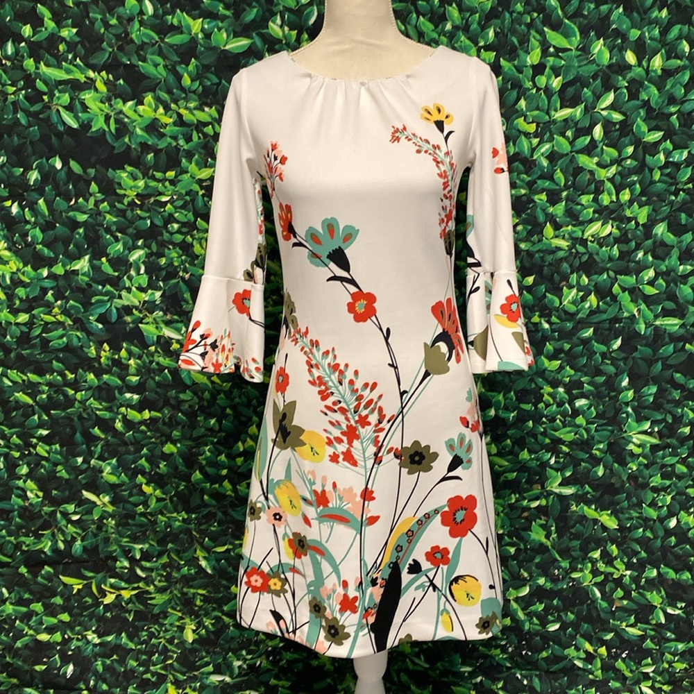 NWT NY & Company Bell Sleeve Floral Dress Sz XS